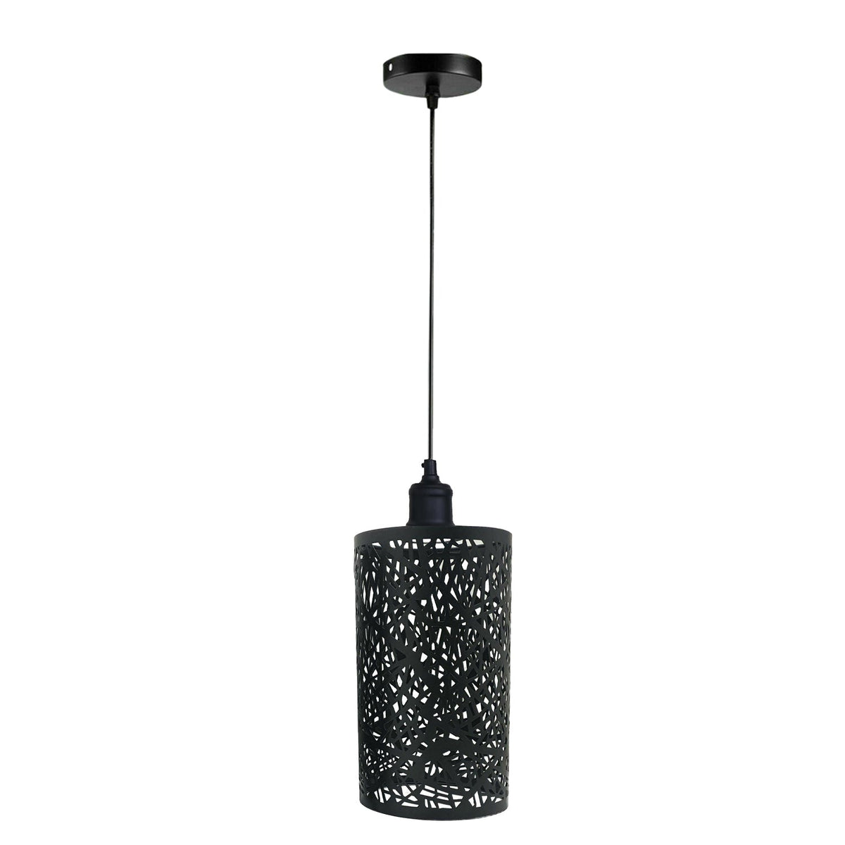 Black Cage Pendant Light – Barrel, Drum or Diamond Wire Cage, E27 - Black, Barrel Cage Style 7 Black, Without Bulb