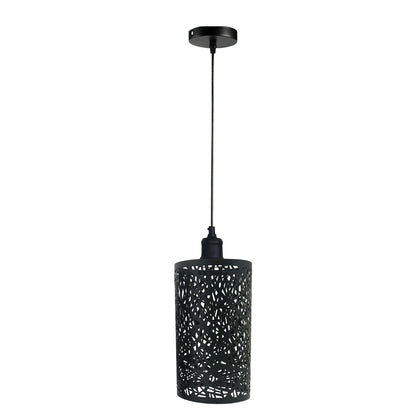 Black Cage Pendant Light – Barrel, Drum or Diamond Wire Cage, E27 - Black, Barrel Cage Style 7 Black, Without Bulb