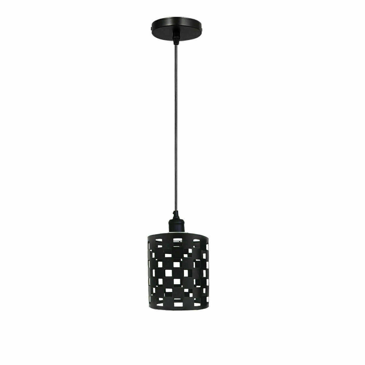 Black Cage Pendant Light – Barrel, Drum or Diamond Wire Cage, E27 - Black, Barrel Cage Style 1 Black, Without Bulb