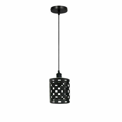 Black Cage Pendant Light – Barrel, Drum or Diamond Wire Cage, E27 - Black, Barrel Cage Style 1 Black, Without Bulb