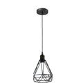 Black Cage Pendant Light – Barrel, Drum or Diamond Wire Cage, E27 - Black, Wire Cage Black, Without Bulb