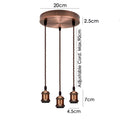 3 Light Rustic Copper Cascade Pendant – Braided Cable, Round Plate