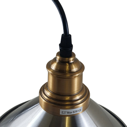 4-Light Cone Pendant Cluster – Satin Nickel Shades, Brass Holders - photo 2