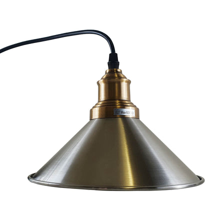 4-Light Cone Pendant Cluster – Satin Nickel Shades, Brass Holders - photo 3