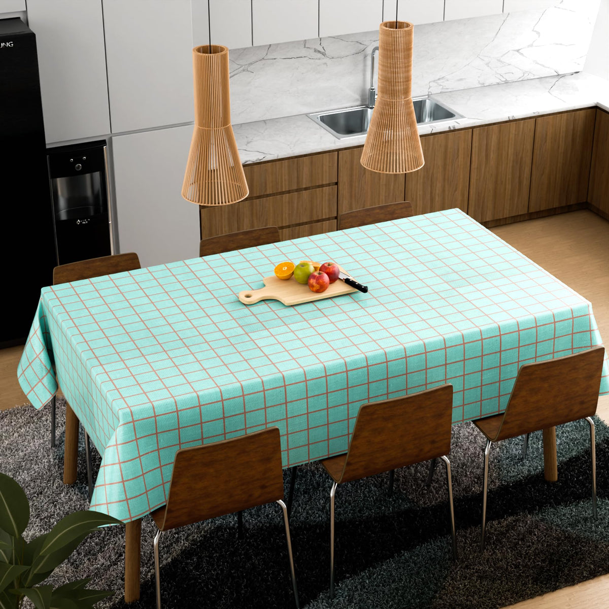 Blue Check Tablecloth – 137 x 183 cm Rectangle, Wipe-Clean Polyester - photo 3