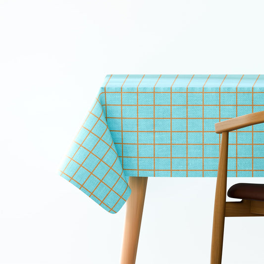 Blue Check Tablecloth – 137 x 183 cm Rectangle, Wipe-Clean Polyester