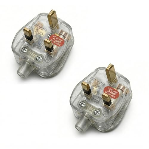 13A Rewirable UK Plug – BS1363, White or Clear - Standard, Clear, Single