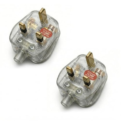 13A Rewirable UK Plug – BS1363, White or Clear - Standard, Clear, Single