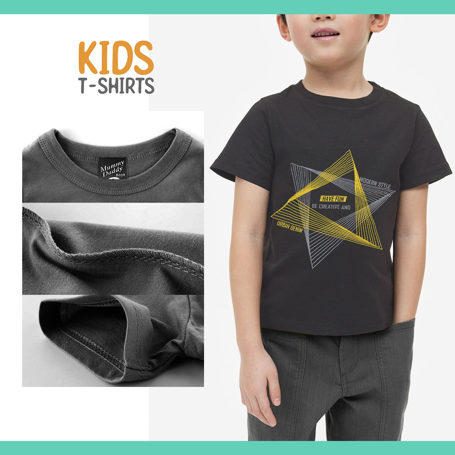Kids Boys Casual T-Shirts Soft Cotton Short Sleeve Shirt~1286