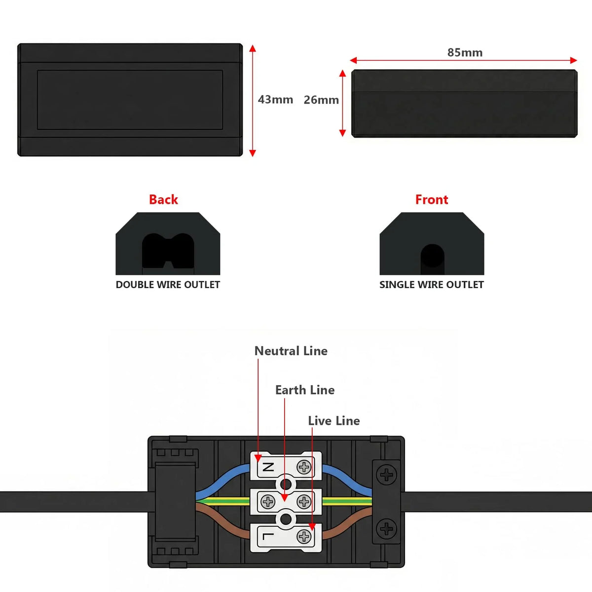 16A Terminal Junction Box 3-Core – Black - photo 3