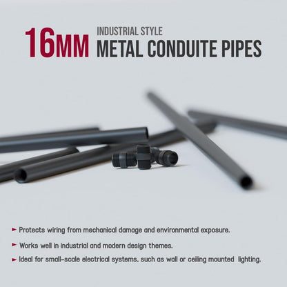 16mm Black Steel Conduit Pipe Female Thread – 20, 30 & 50 cm - photo 3