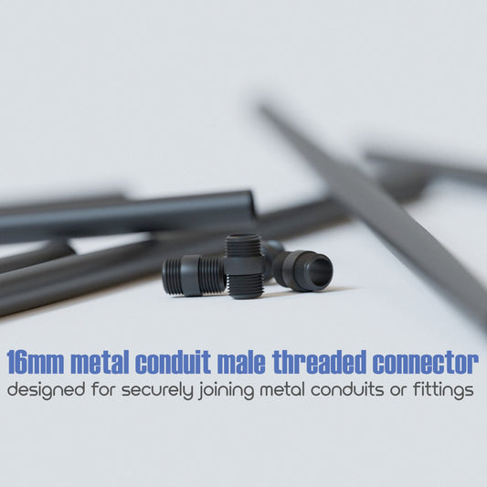 16mm Male Threaded Conduit Pipe Connector Black Steel - photo 2