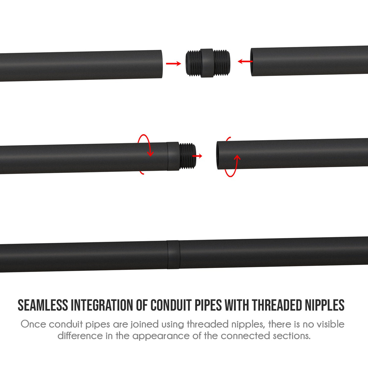 16mm Male Threaded Conduit Pipe Connector Black Steel - photo 3