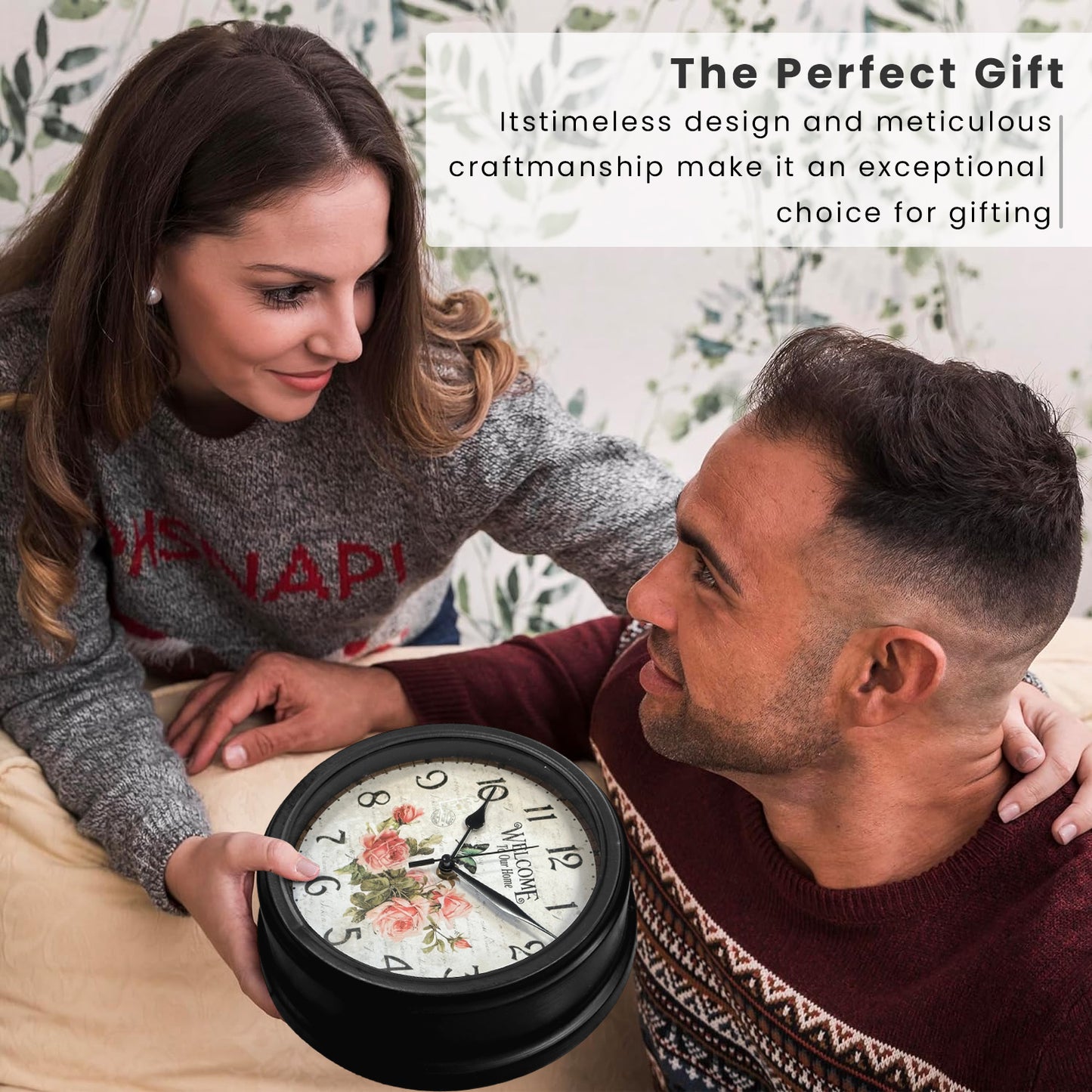 Shabby Chic Patchwork Vintage Wall Clock Silent Round Analog Clock~1259
