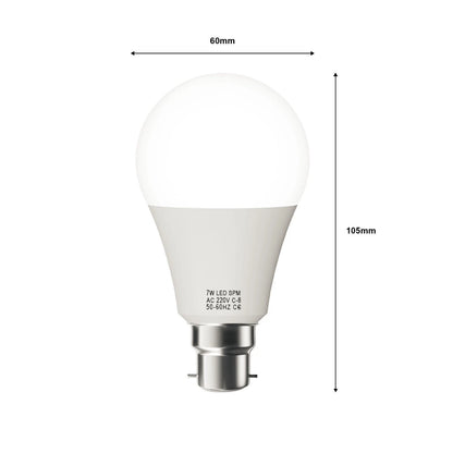 6 Pack - B22 LED Bulb SMD A60H-HP 7W Cool White 6400K Non Dimmable