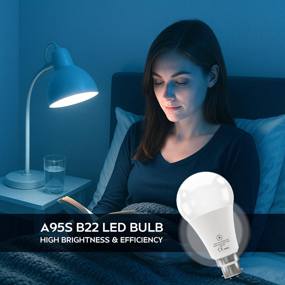 6 Pack - B22 LED Bulb SMD A60H-HP 7W Cool White 6400K Non Dimmable