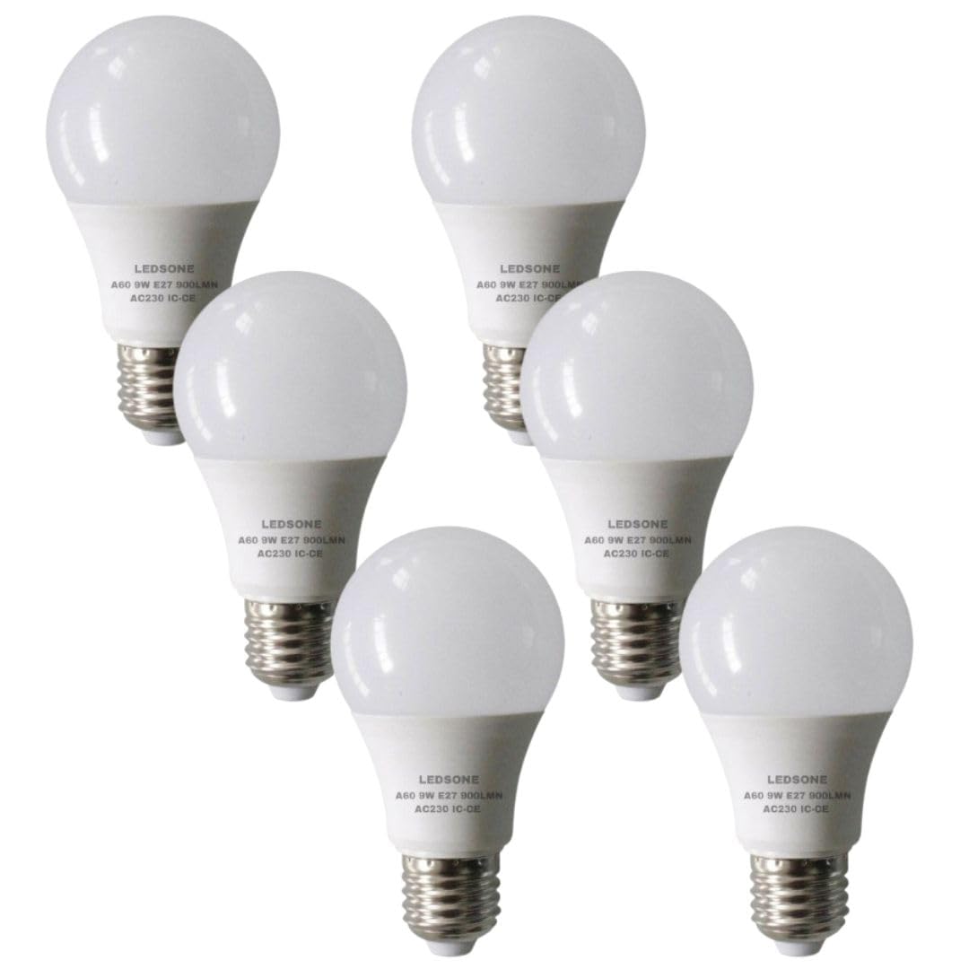 6 Pack - E27 LED Bulb SMD A60H-HP 9W Cool White 6400K Non Dimmable