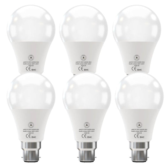 6 Pack - B22 LED Bulb SMD A65H-HP 15W Cool White 6400K Non Dimmable