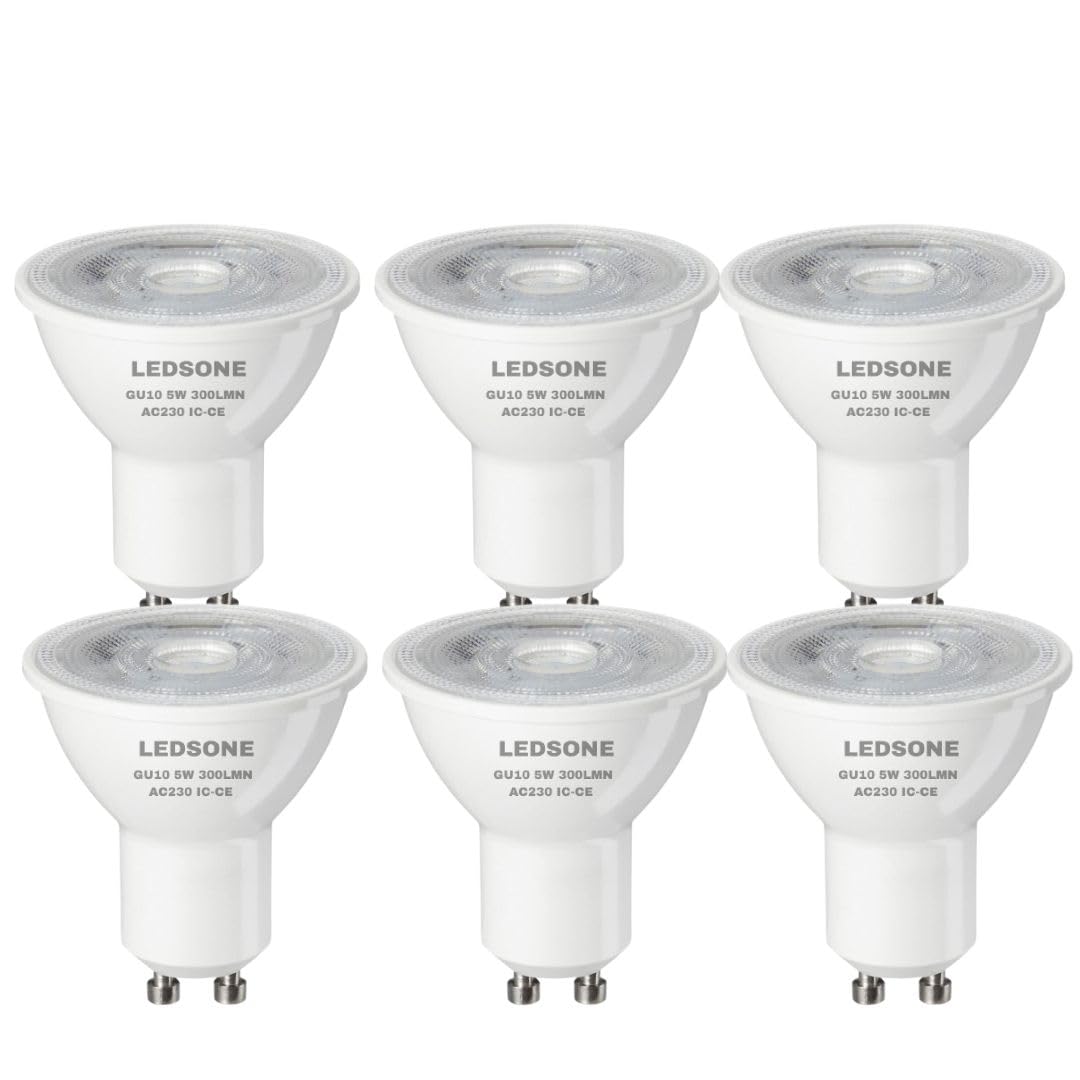 6 Pack - GU10 LED Bulb COB GU10-CW 5W Cool White 6400K Non Dimmable Clear Glass