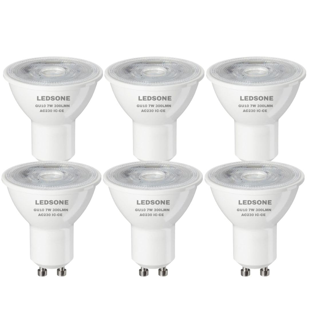 6 Pack - GU10 LED Bulb COB GU10-CW 7W Cool White 6400K Non Dimmable Clear Glass