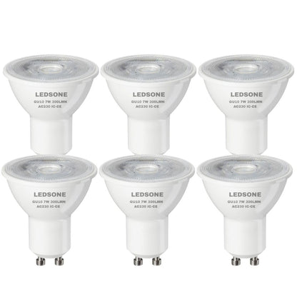 6 Pack - GU10 LED Bulb COB GU10-CW 7W Cool White 6400K Non Dimmable Clear Glass