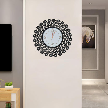 Crystal Flower Wall Clock – 45 cm, Black Metal Frame, Pack of 2 - photo 6