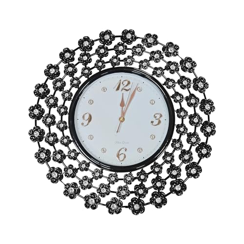 Crystal Flower Wall Clock – 45 cm, Black Metal Frame, Pack of 2 - photo 8