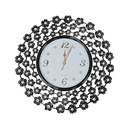 Crystal Flower Wall Clock – 45 cm, Black Metal Frame, Pack of 2 - photo 8