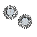 Crystal Flower Wall Clock – 45 cm, Black Metal Frame, Pack of 2