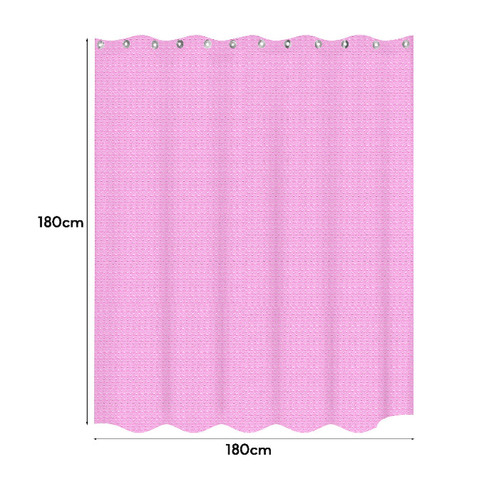 Diamond Weave Fabric Shower Curtain 180 x 180 cm – Waterproof, Pink or White - photo 4