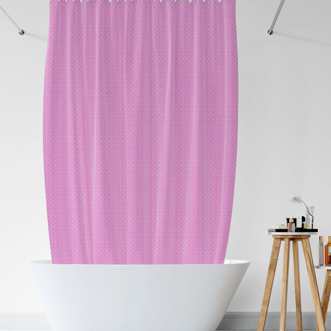 Diamond Weave Fabric Shower Curtain 180 x 180 cm – Waterproof, Pink or White - Pink