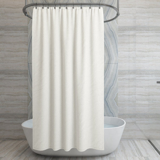 Diamond Weave Fabric Shower Curtain 180 x 180 cm – Waterproof, Pink or White - White