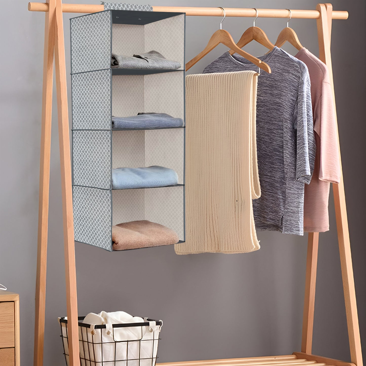 clothes hanging storage