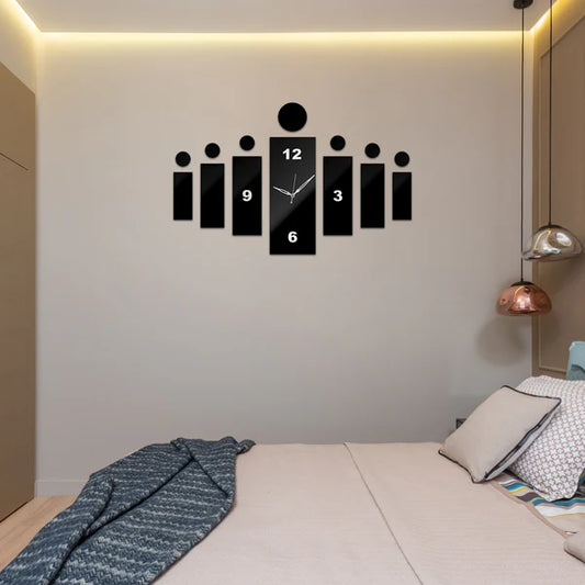 Modern 3D Wooden Wall Clock Sticker Rectangular Wall Clock ~ 1262
