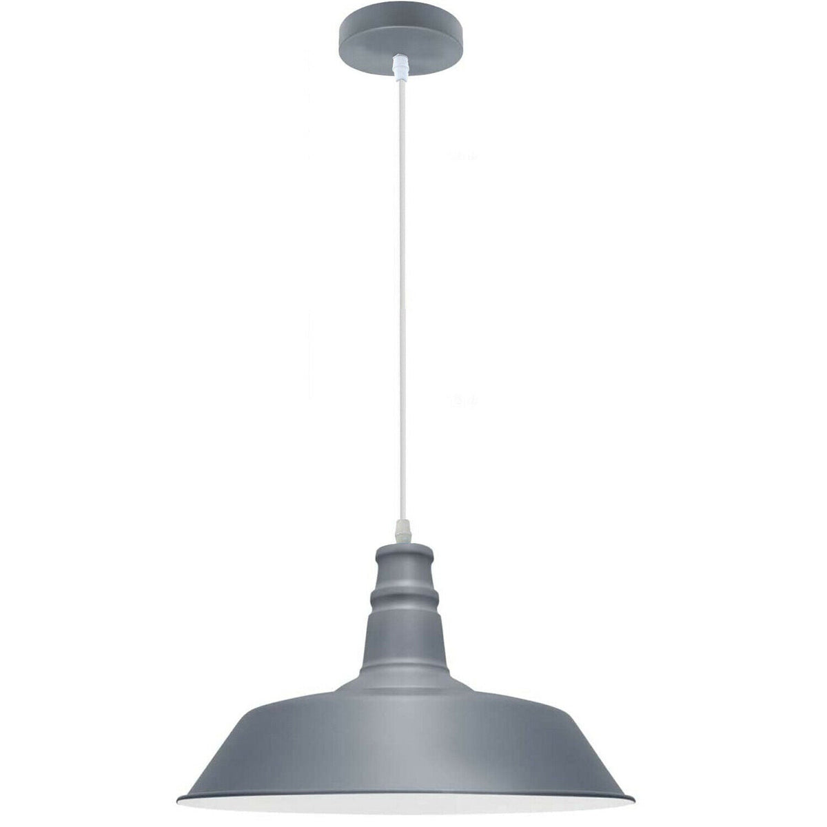 Rubber Cable Pendant Light – Coloured E27 Holder, Dome or Wide Shade - Grey, Big Top 36 cm Grey, Without Bulb