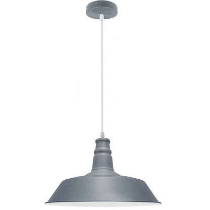 Rubber Cable Pendant Light – Coloured E27 Holder, Dome or Wide Shade - Grey, Big Top 36 cm Grey, Without Bulb