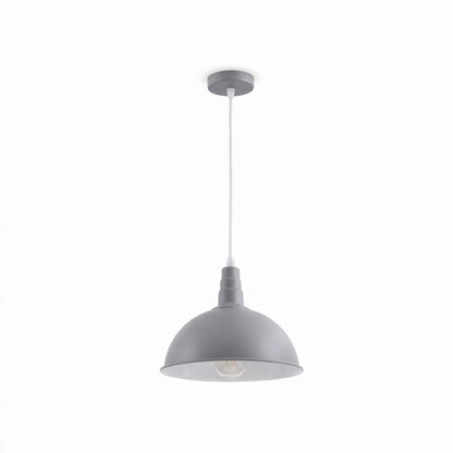 Rubber Cable Pendant Light – Coloured E27 Holder, Dome or Wide Shade - Grey, Dome 30 cm Grey, Without Bulb