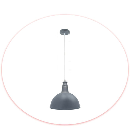 Rubber Cable Pendant Light – Coloured E27 Holder, Dome or Wide Shade - Grey, Dome 40 cm Grey, Without Bulb