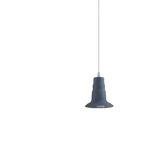 Rubber Cable Pendant Light – Coloured E27 Holder, Dome or Wide Shade - Grey, No Shade, Without Bulb