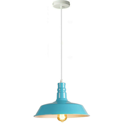 Rubber Cable Pendant Light – Coloured E27 Holder, Dome or Wide Shade - Light Blue, Big Top 36 cm Light Blue, Without Bulb