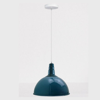 Rubber Cable Pendant Light – Coloured E27 Holder, Dome or Wide Shade - Light Blue, Dome 30 cm Light Blue, Without Bulb