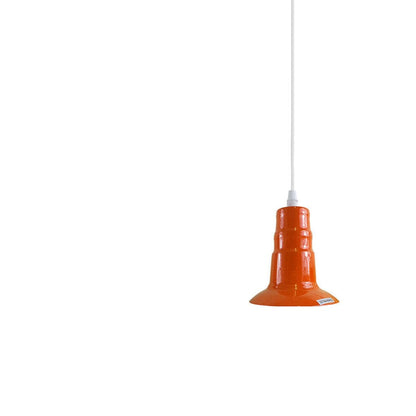 Rubber Cable Pendant Light – Coloured E27 Holder, Dome or Wide Shade - Orange, No Shade, Without Bulb