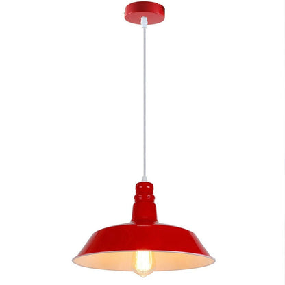 Rubber Cable Pendant Light – Coloured E27 Holder, Dome or Wide Shade - Red, Big Top 36 cm Red, Without Bulb