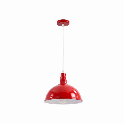 Rubber Cable Pendant Light – Coloured E27 Holder, Dome or Wide Shade - Red, Dome 30 cm Red, Without Bulb