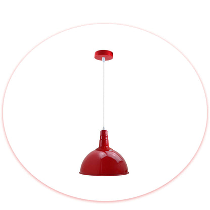Rubber Cable Pendant Light – Coloured E27 Holder, Dome or Wide Shade - Red, Dome 40 cm Red, Without Bulb