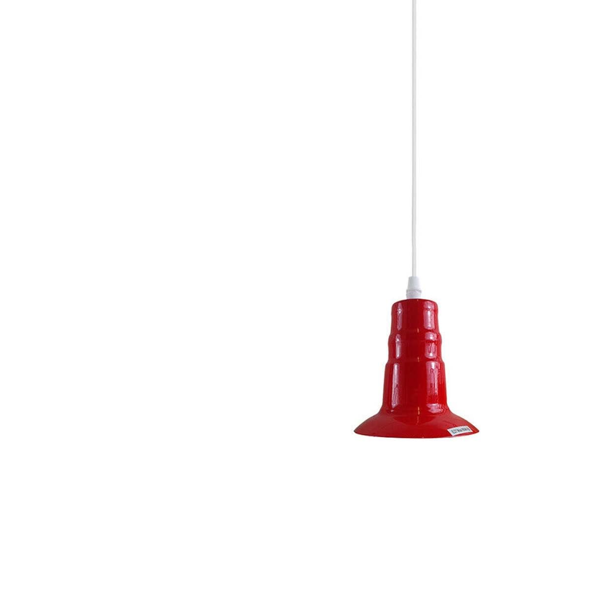 Rubber Cable Pendant Light – Coloured E27 Holder, Dome or Wide Shade - Red, No Shade, Without Bulb