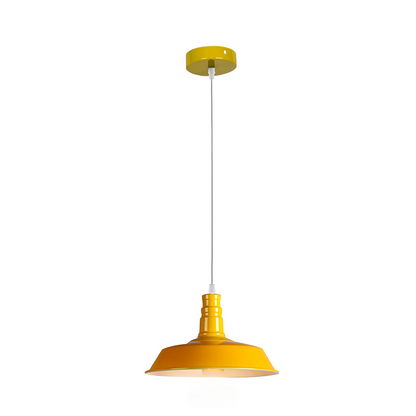 Rubber Cable Pendant Light – Coloured E27 Holder, Dome or Wide Shade - Yellow, Big Top 36 cm Yellow, Without Bulb