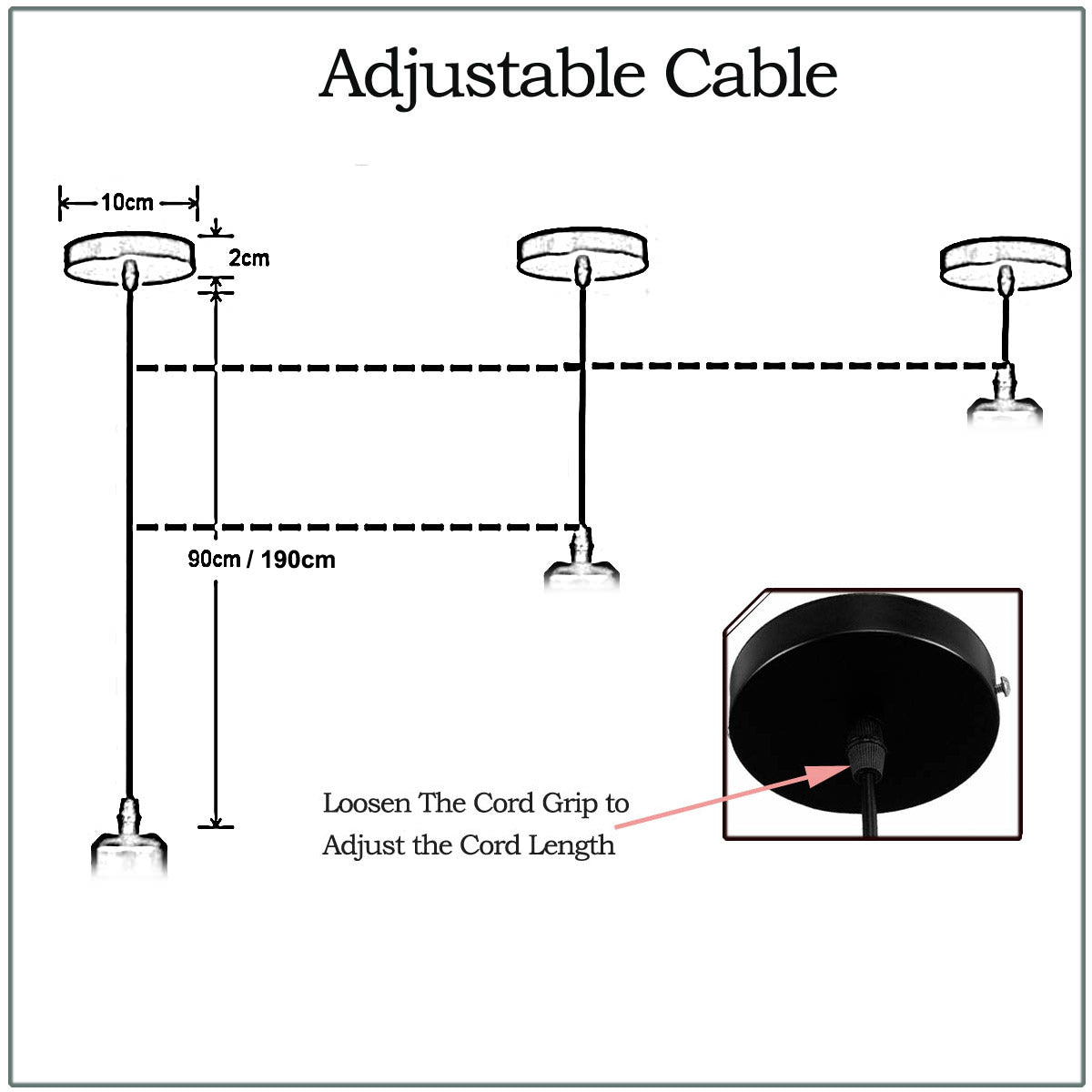 Grey Twisted Cable Pendant Light Set – 1m, Chrome or White E27 - photo 10