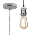 Grey Twisted Cable Pendant Light Set – 1m, Chrome or White E27