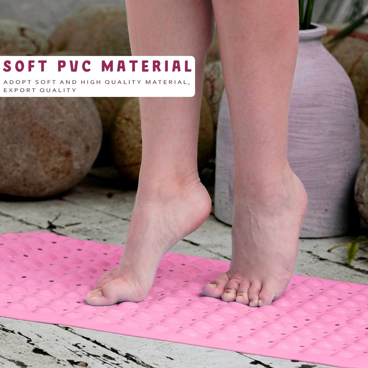 Non-Slip Shower Mat 100 x 40 cm – Suction Cups, Drain Holes, Blue, Pink or White - photo 5